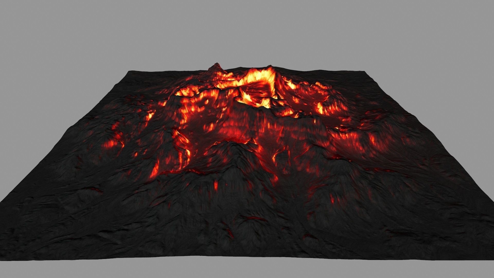 volcano with flames Low-poly 3D model_1