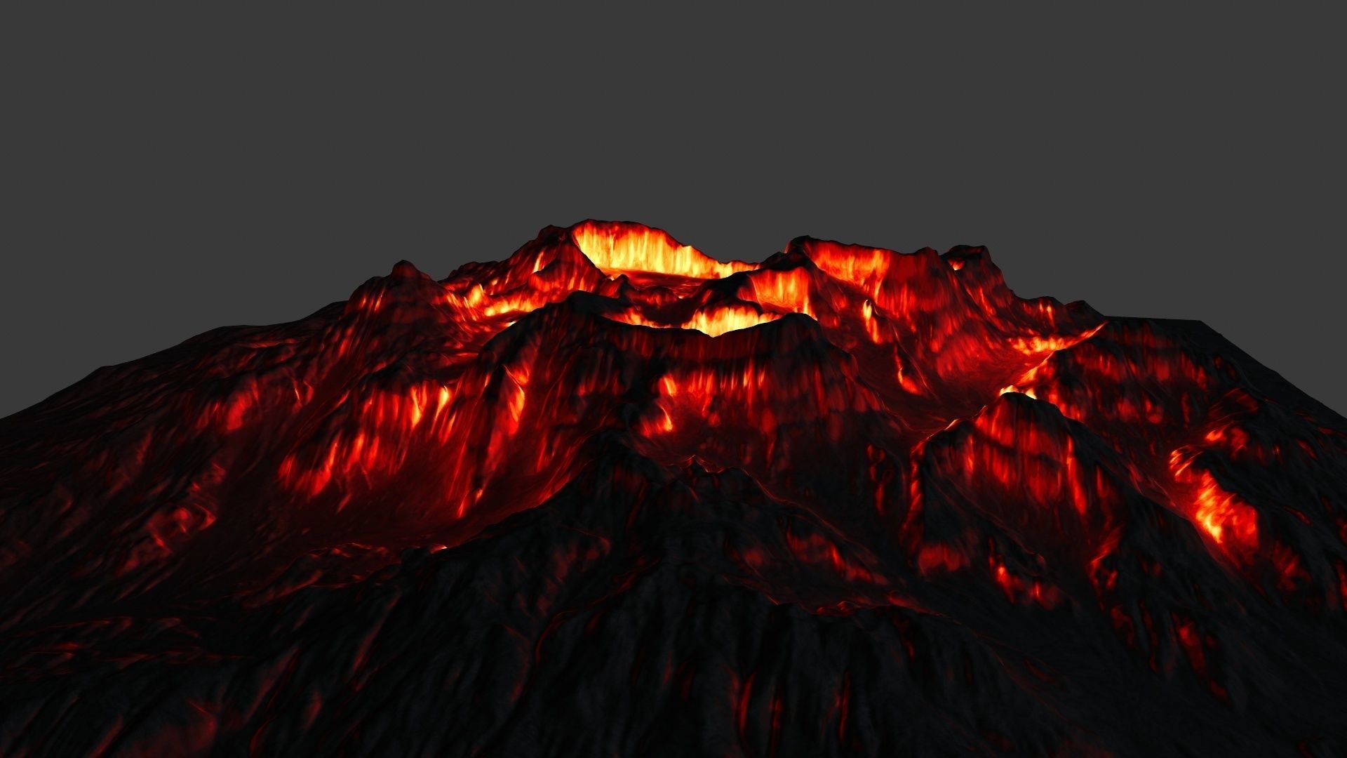 volcano with flames Low-poly 3D model_15