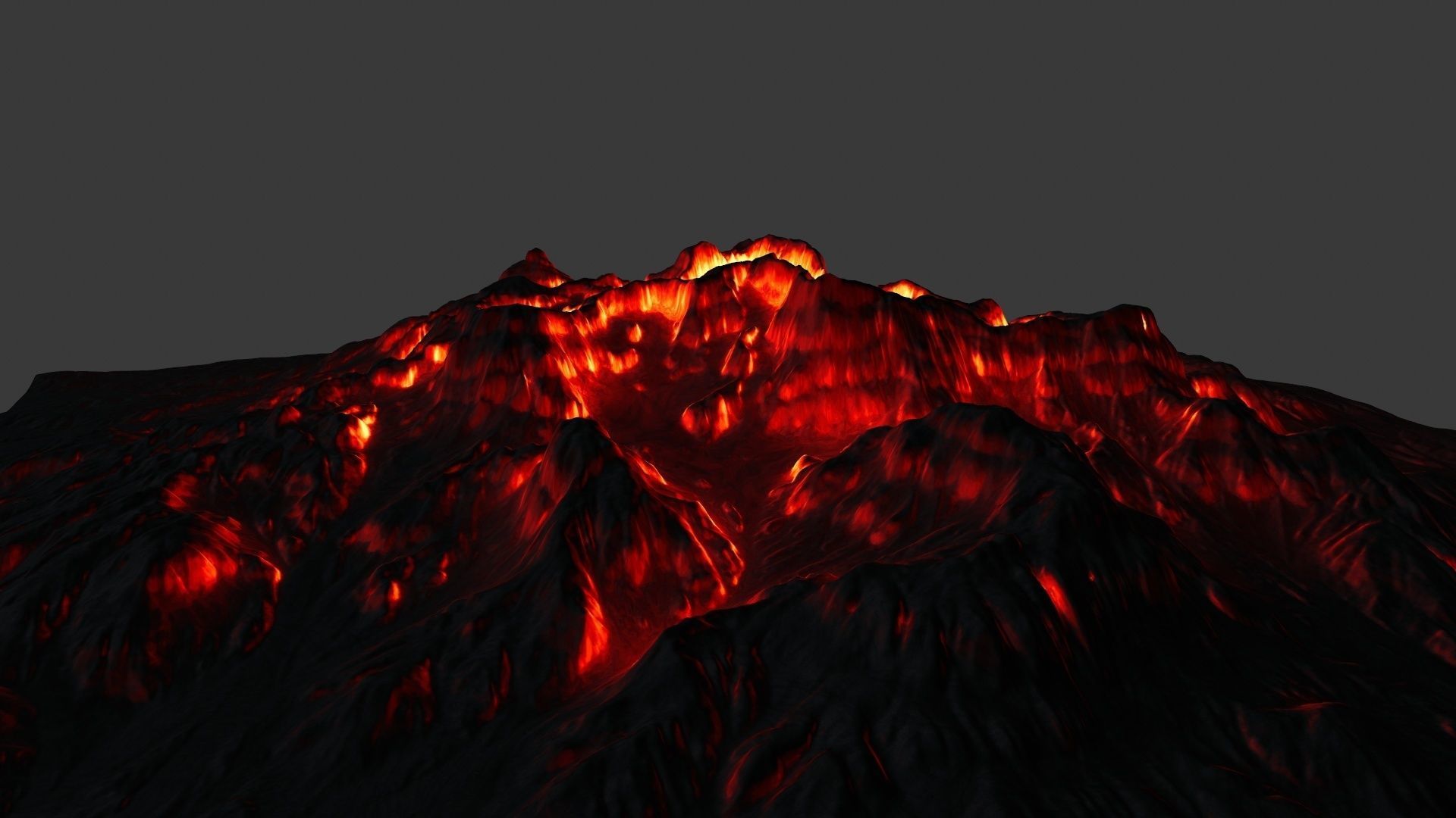 volcano with flames Low-poly 3D model_10