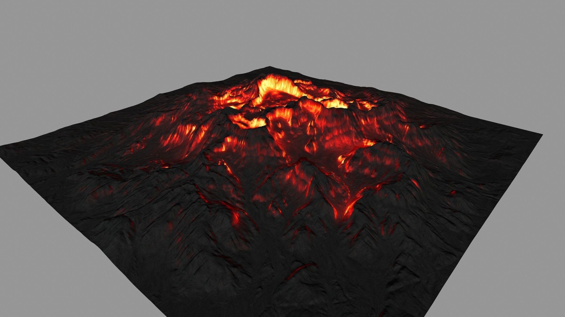 volcano with flames Low-poly 3D model_2