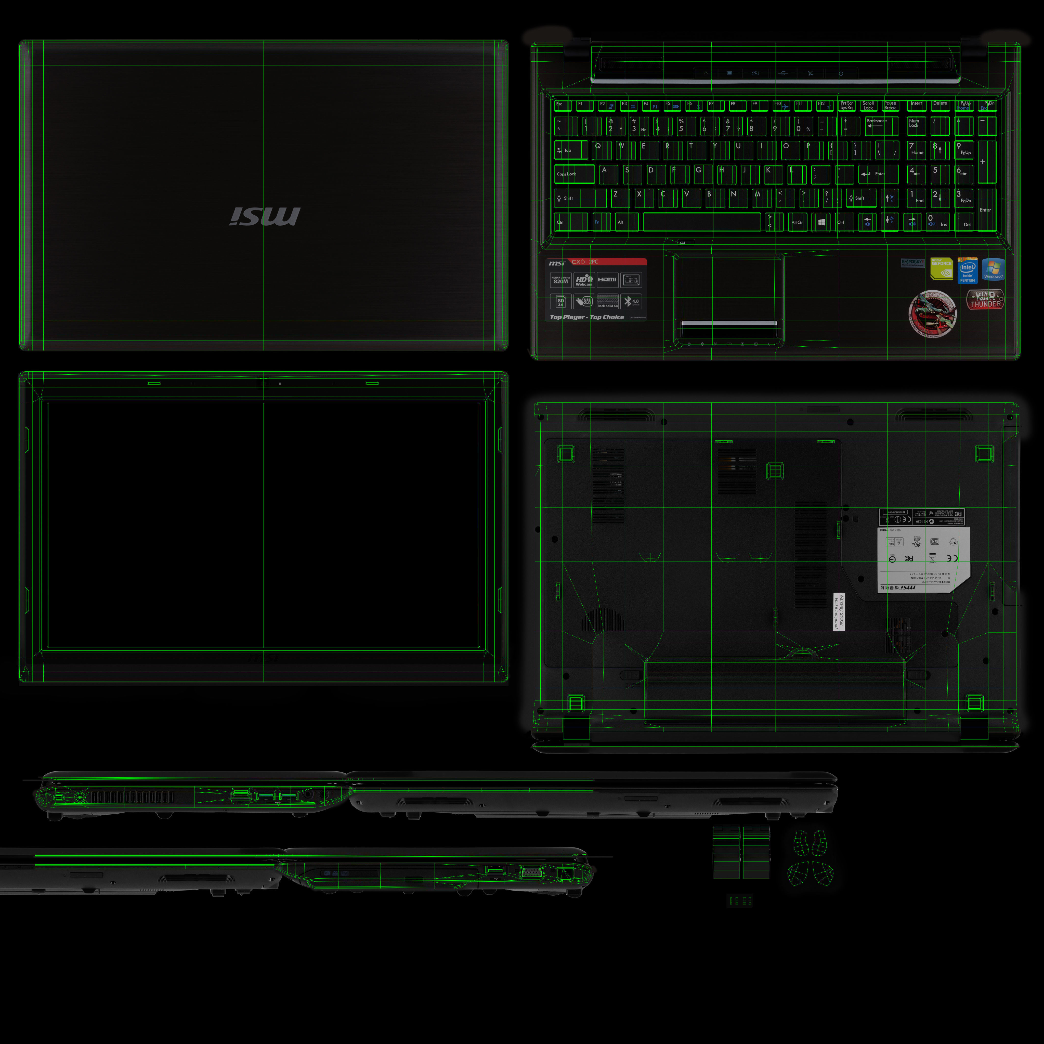 MSI CX61 2PC laptop Low-poly 3D model_19