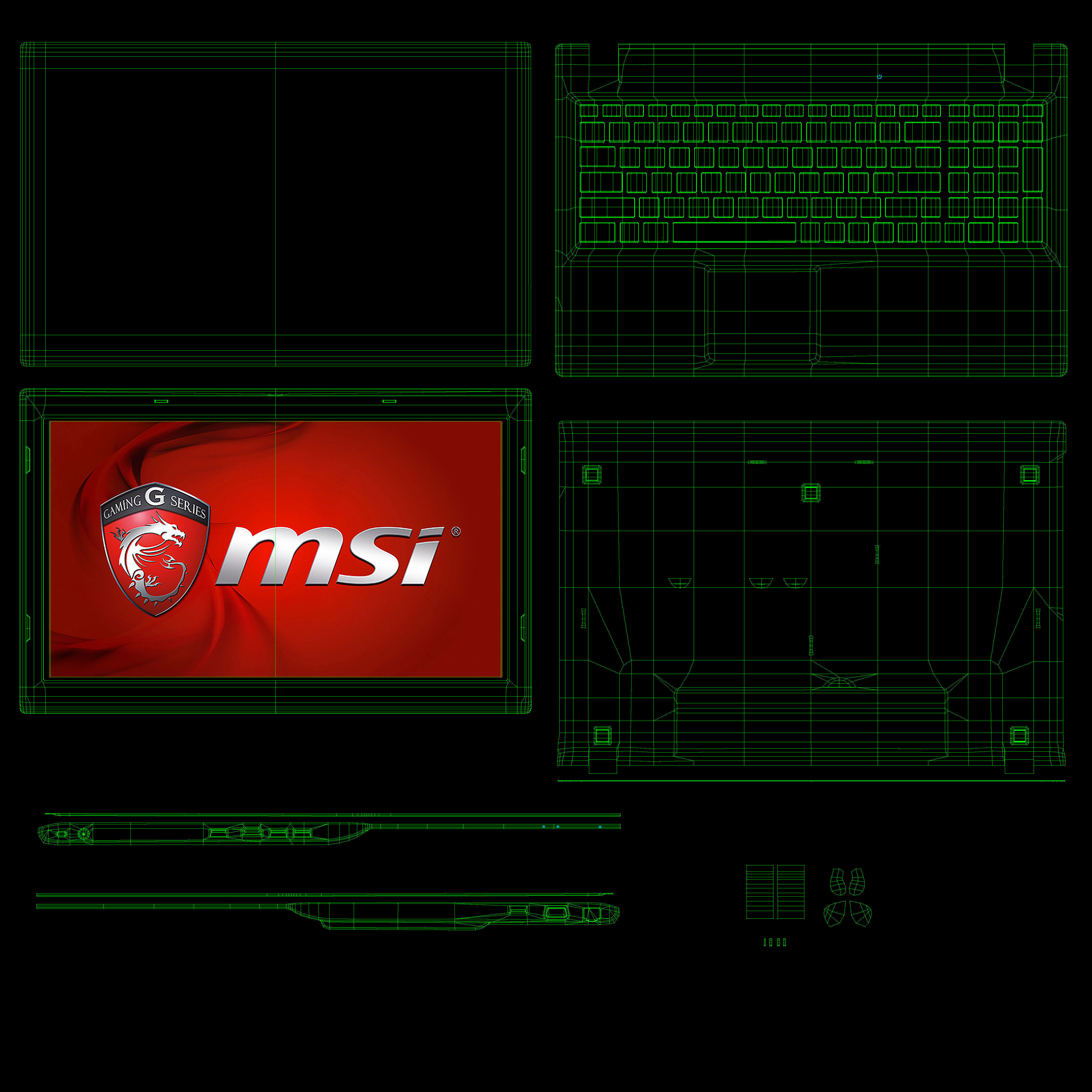 MSI GE60 2PL Apache gaming laptop Low-poly 3D model_17