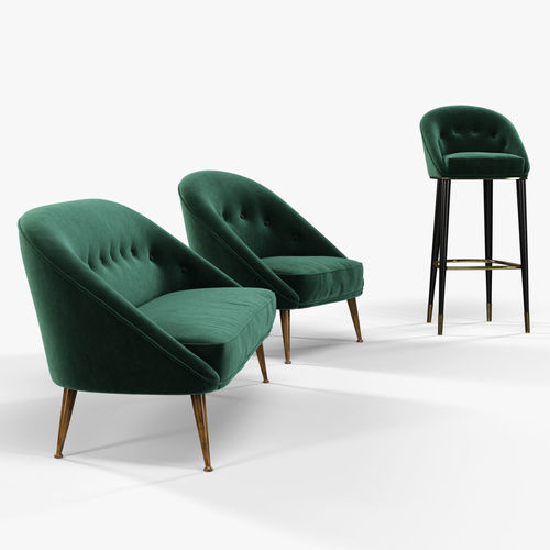 Brabbu Malay armchair sofa and bar chair 3D model 4