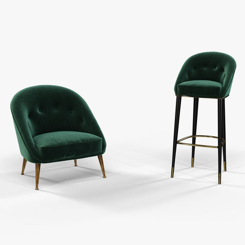 Brabbu Malay armchair sofa and bar chair 3D model 6
