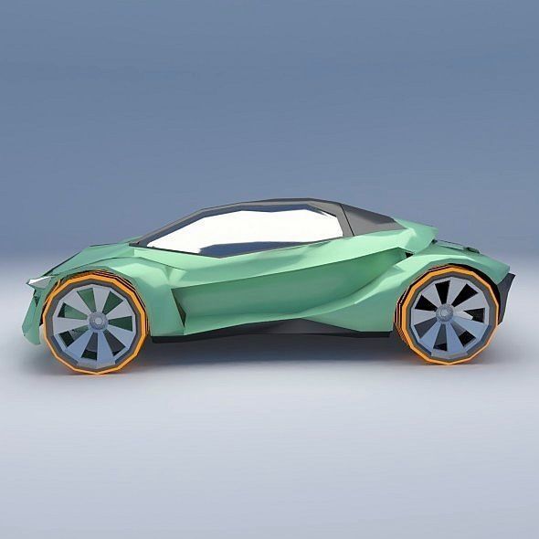 Lowpoly EfuturON futuristic concept car Low-poly 3D model_4
