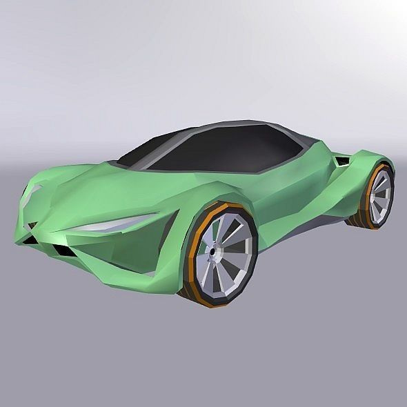 Lowpoly EfuturON futuristic concept car Low-poly 3D model_9