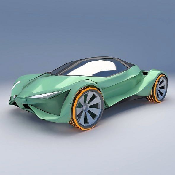 Lowpoly EfuturON futuristic concept car Low-poly 3D model_1