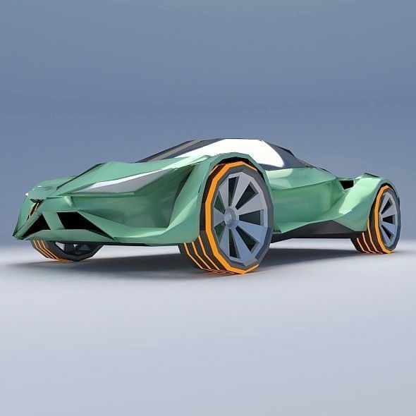 Lowpoly EfuturON futuristic concept car Low-poly 3D model_7