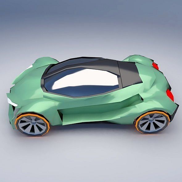Lowpoly EfuturON futuristic concept car Low-poly 3D model_5