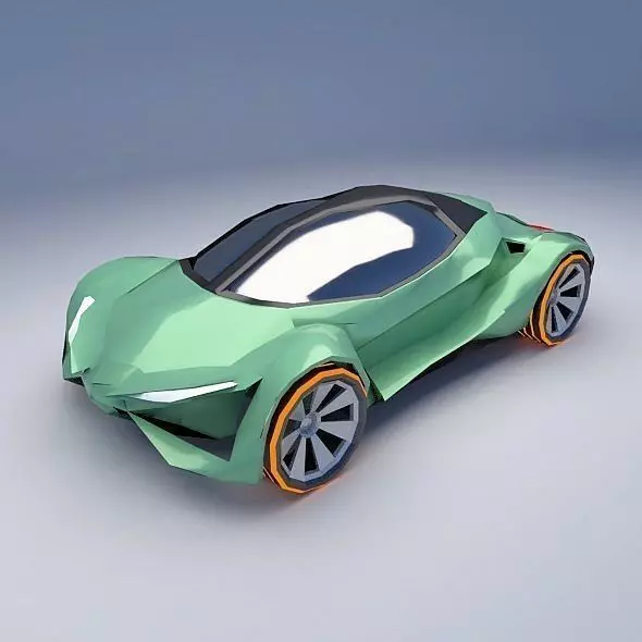 Lowpoly EfuturON futuristic concept car Low-poly 3D model_0