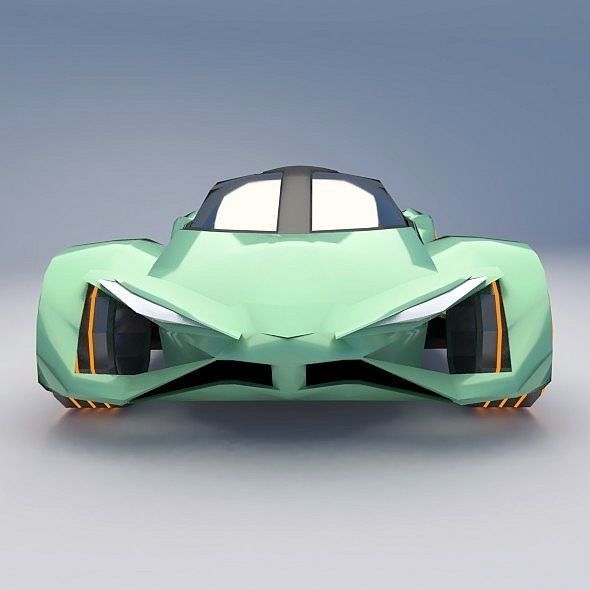 Lowpoly EfuturON futuristic concept car Low-poly 3D model_6