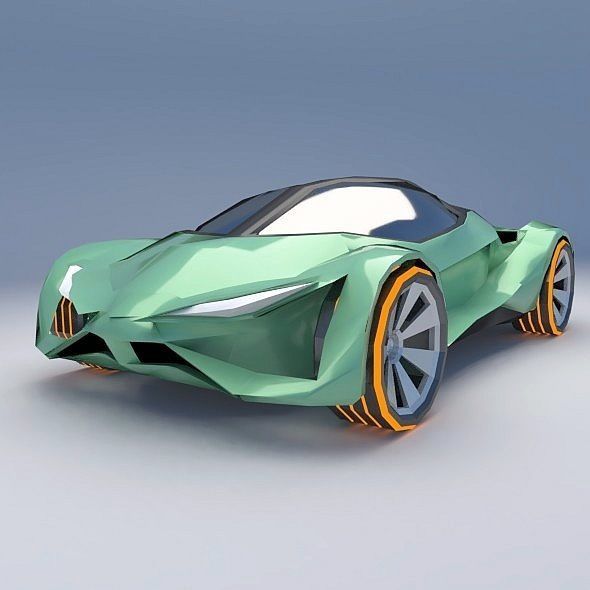 Lowpoly EfuturON futuristic concept car Low-poly 3D model_3