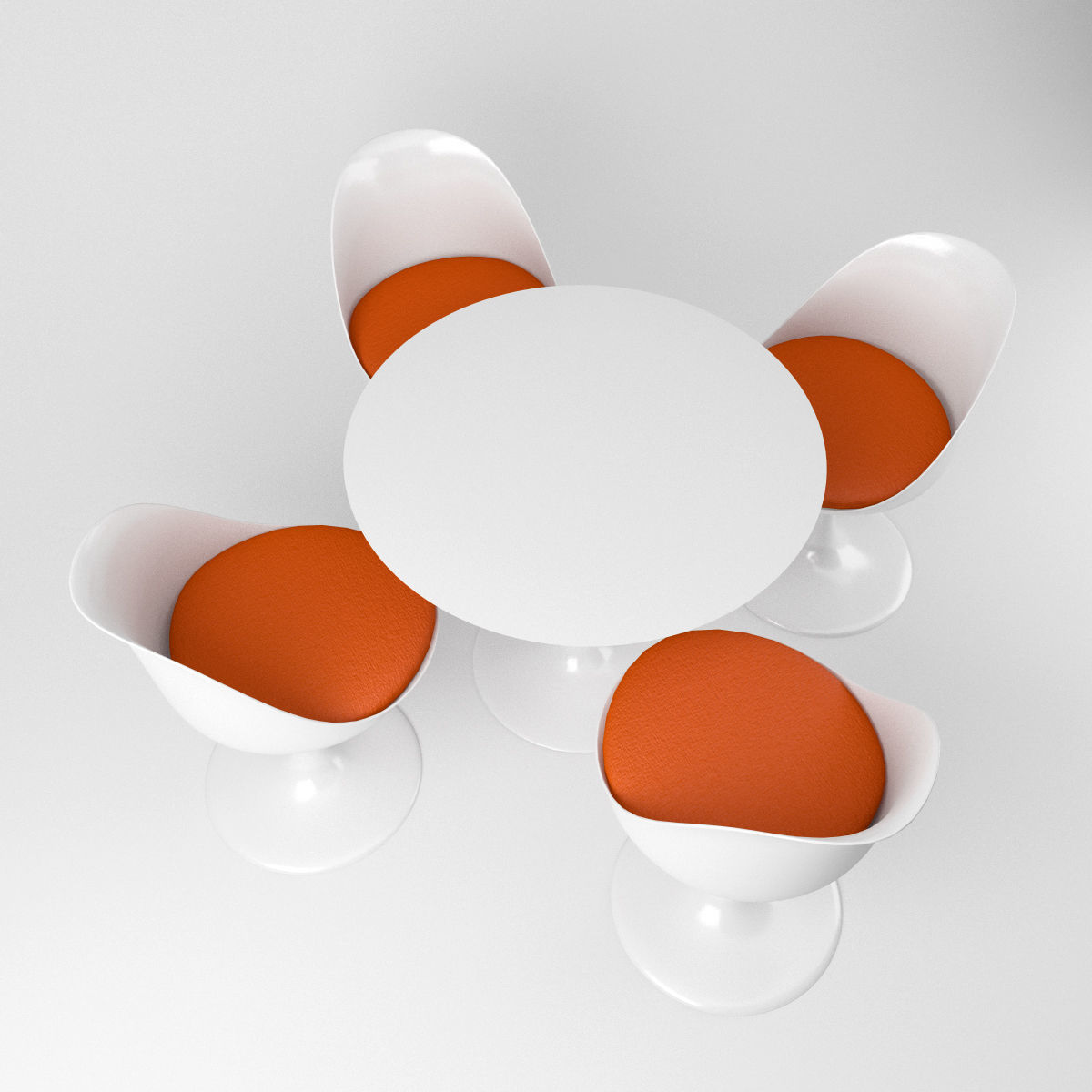 Saarinen Tulip chairs and table - Knoll 3D model_1