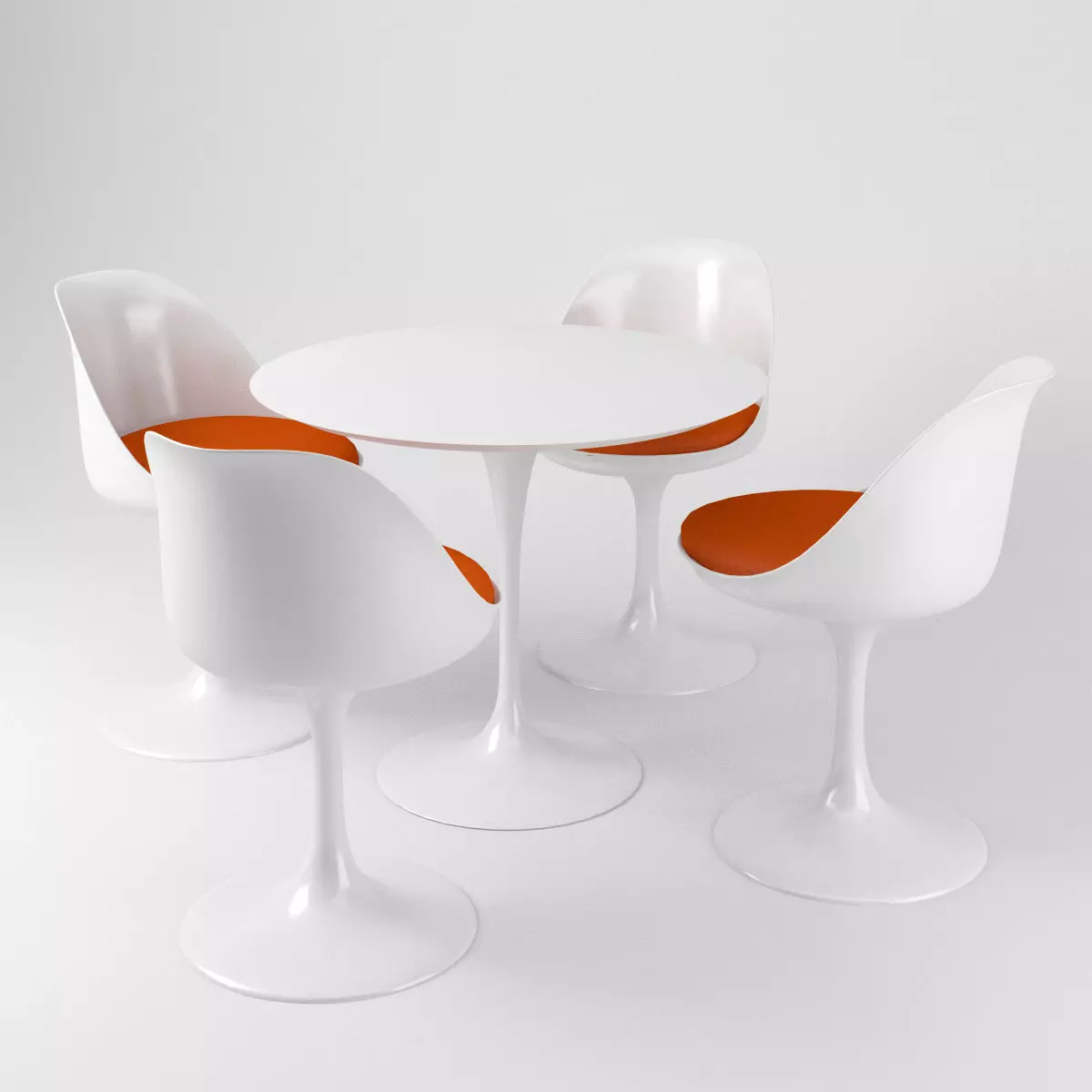 Saarinen Tulip chairs and table - Knoll 3D model_0
