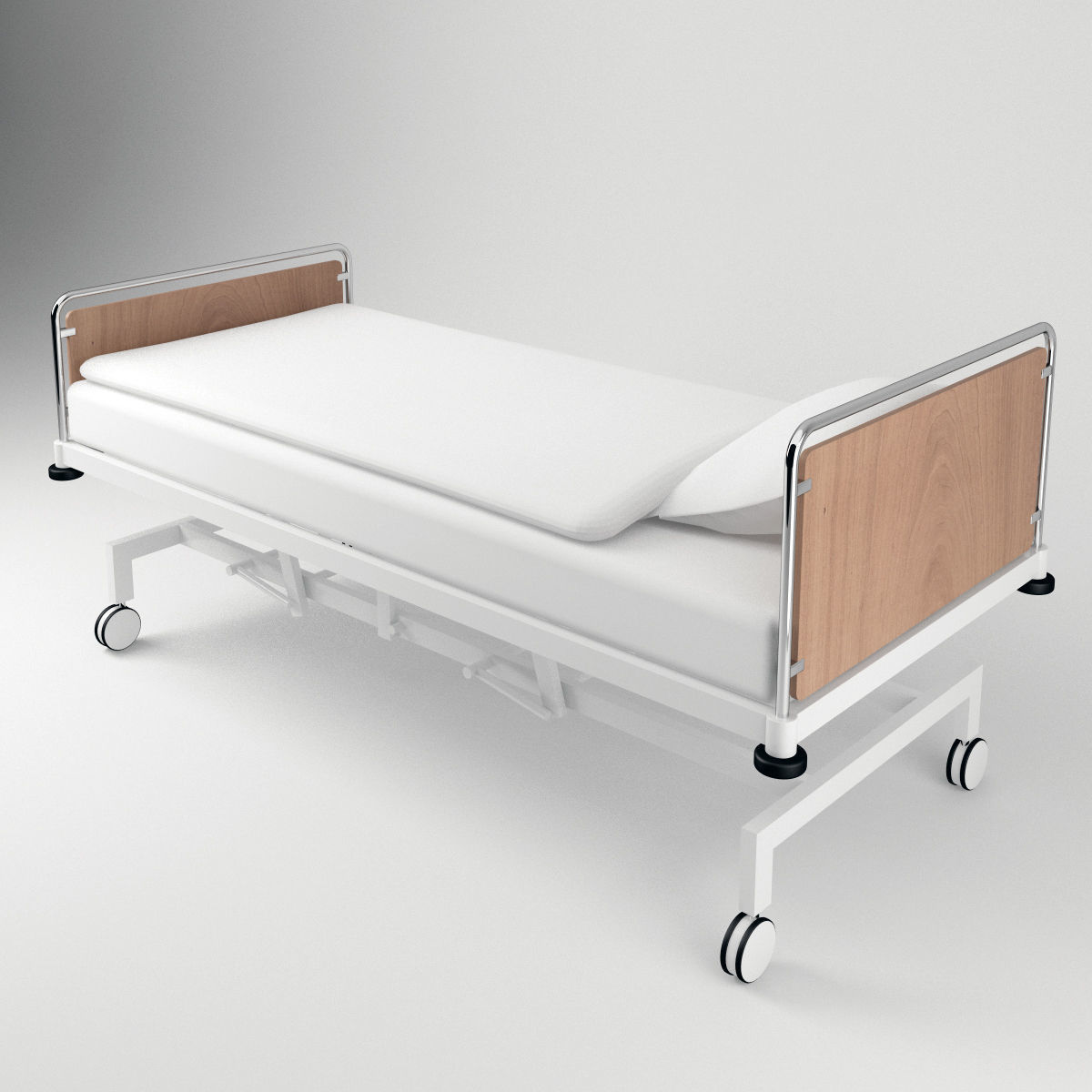 Simple Hospital Bed Low-poly 3D model_1