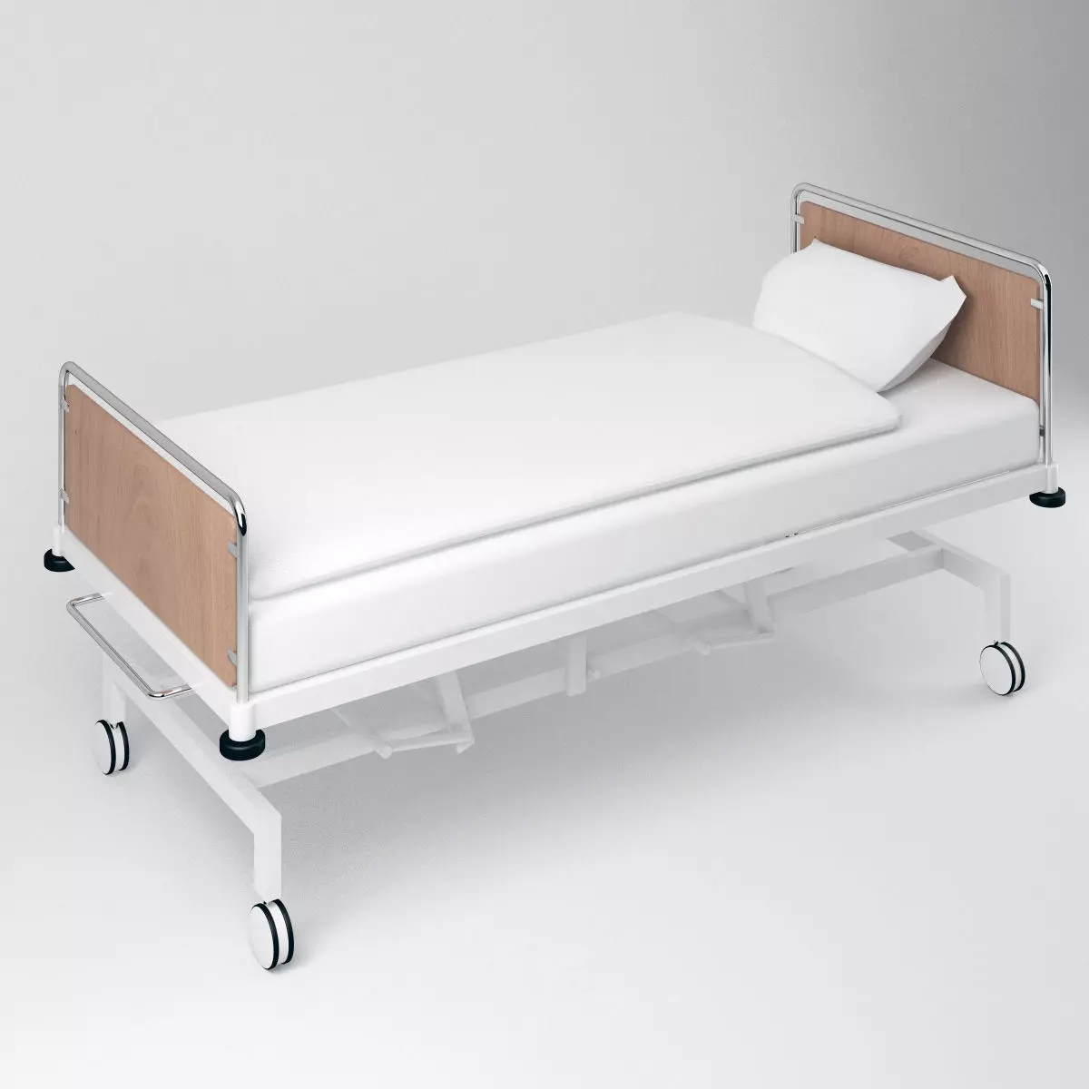 Simple Hospital Bed Low-poly 3D model_0