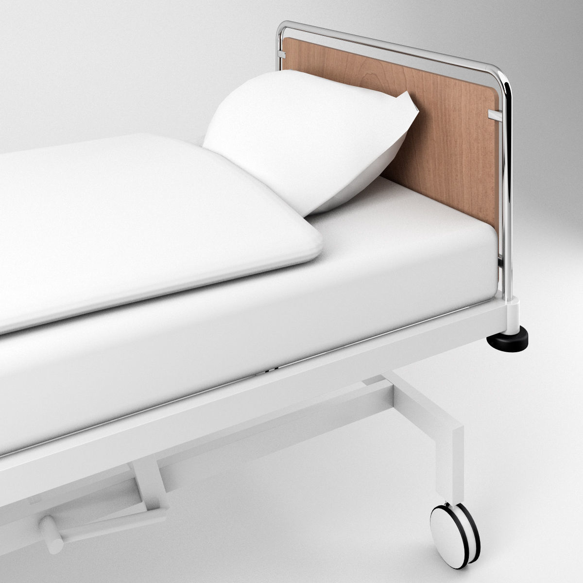 Simple Hospital Bed Low-poly 3D model_4