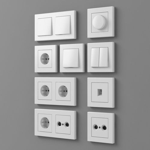 European outlets and switches 1 - electrical 3D model
