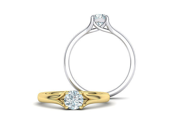 ENGAGEMENT REVERIE RING Round Gem Cut 5 SIZES N0272  printable 3D print model