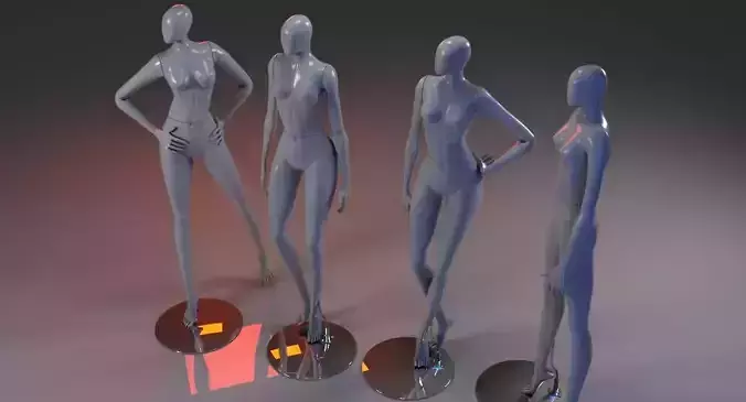 Mannequin 3D Model four mannequins 3D model
