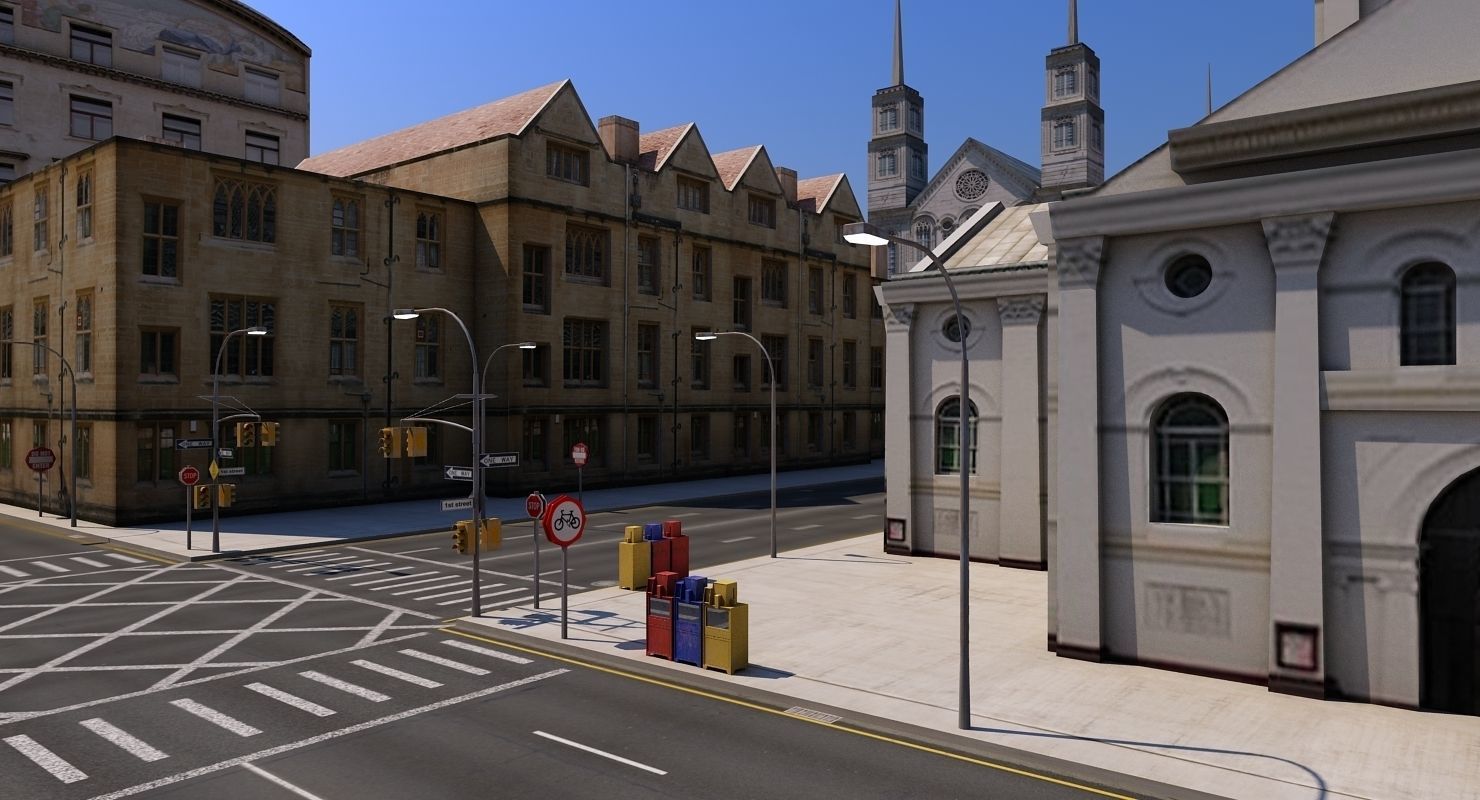 Low Poly City Block A 3D model_2