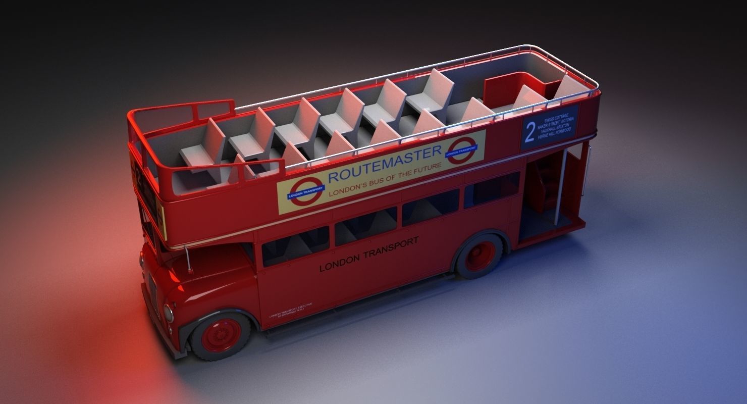 London Bus Open Top 3D model_4