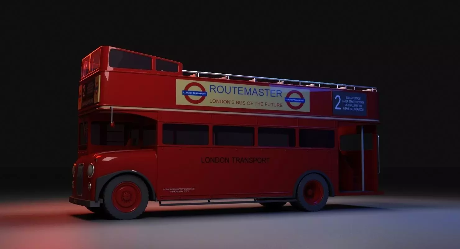 London Bus Open Top 3D model_0