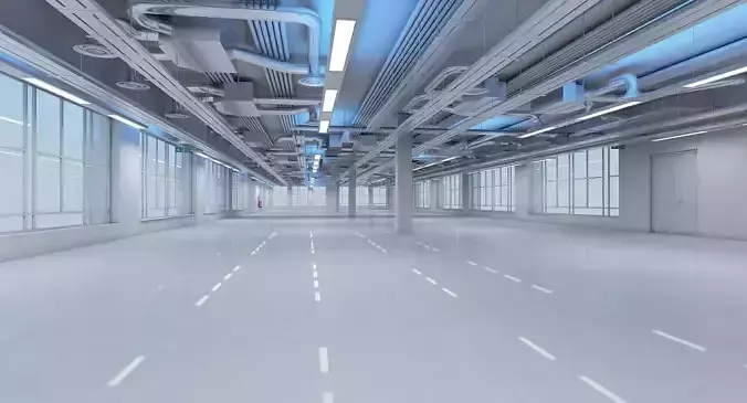 Large Empty Office Interior 3D model