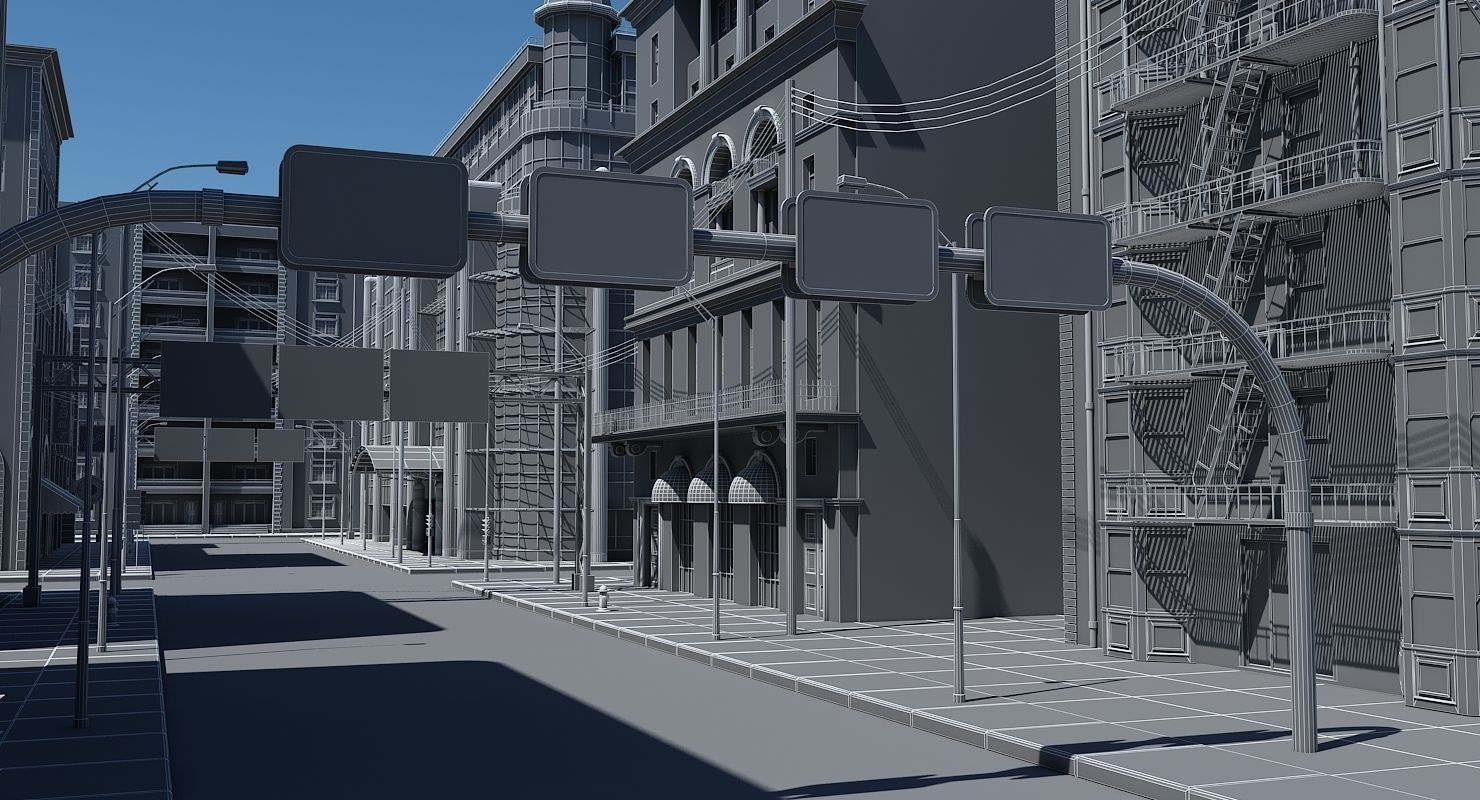 HD City Street Scene 3D model_9