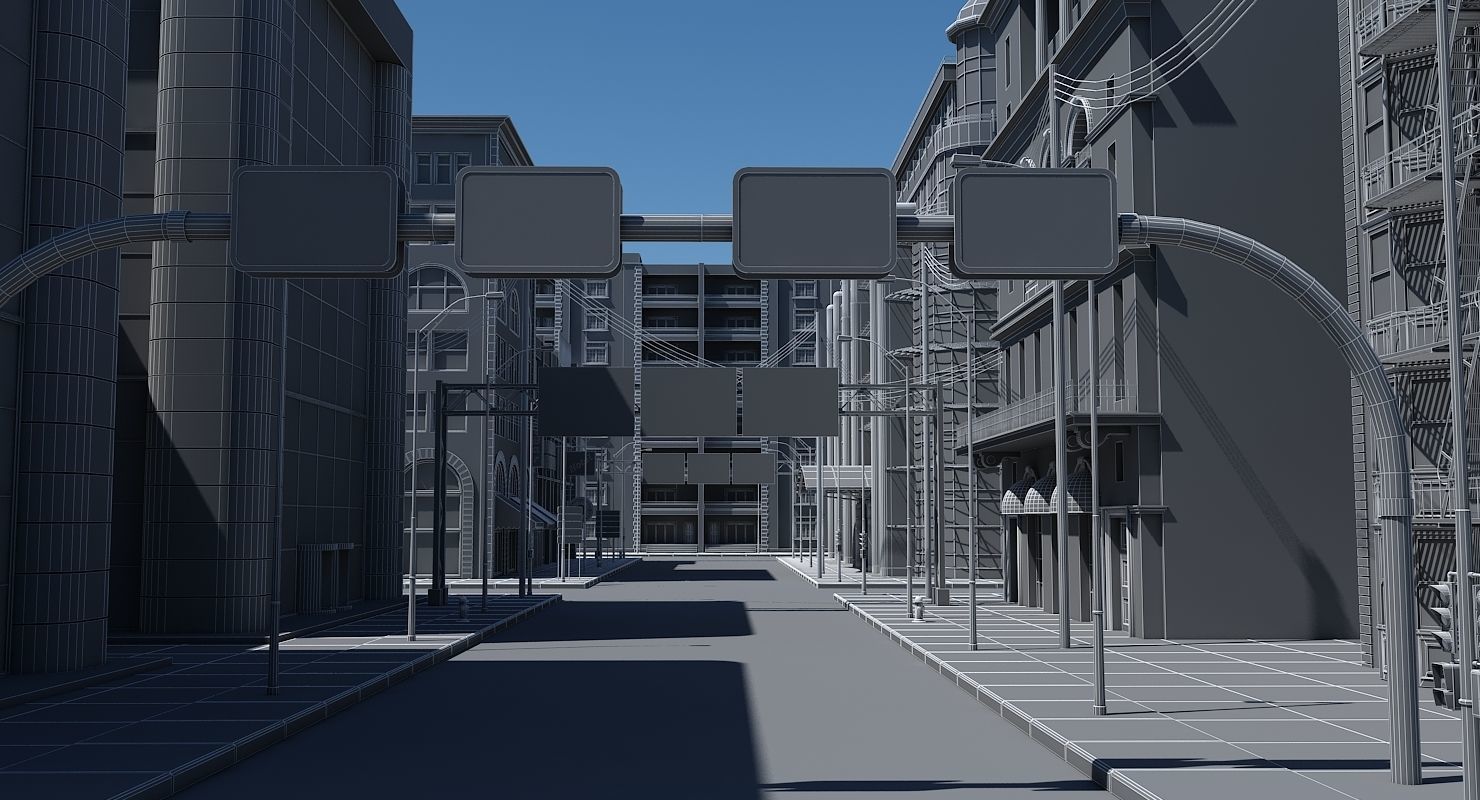 HD City Street Scene 3D model_8