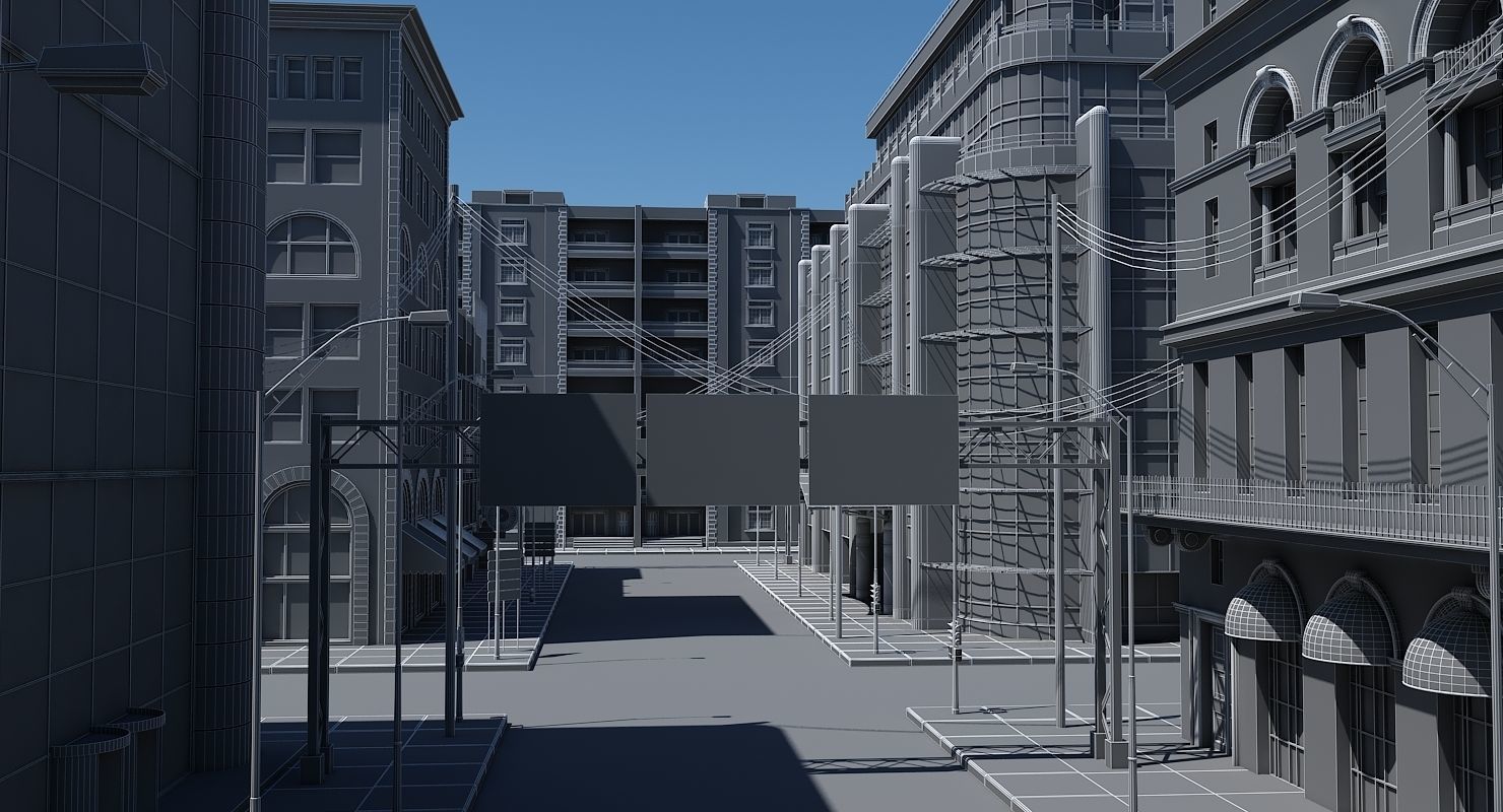 HD City Street Scene 3D model_1