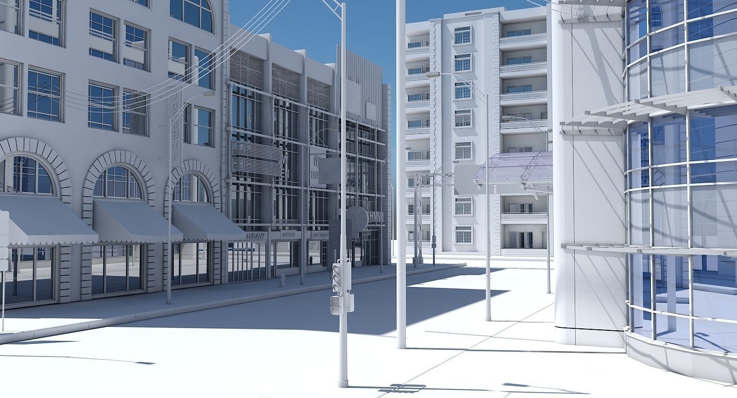 HD City Street Scene 3D model_6