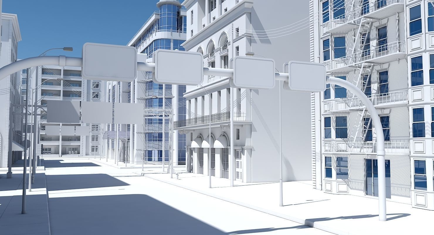 HD City Street Scene 3D model_3