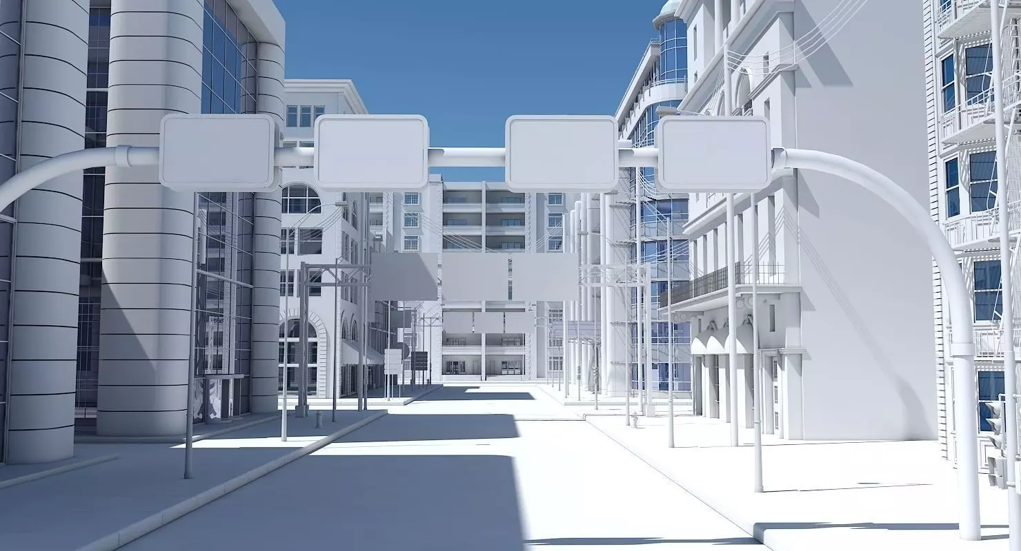 HD City Street Scene 3D model_0