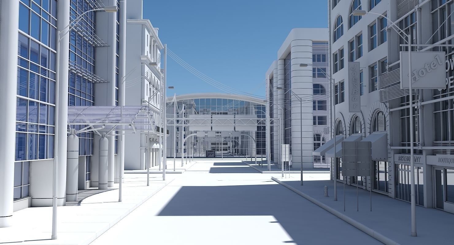 HD City Street Scene 3D model_4