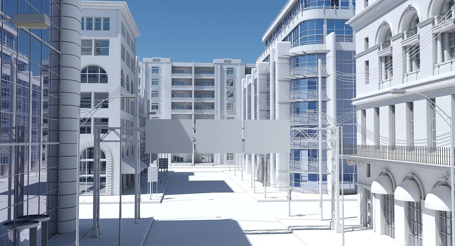 HD City Street Scene 3D model_5