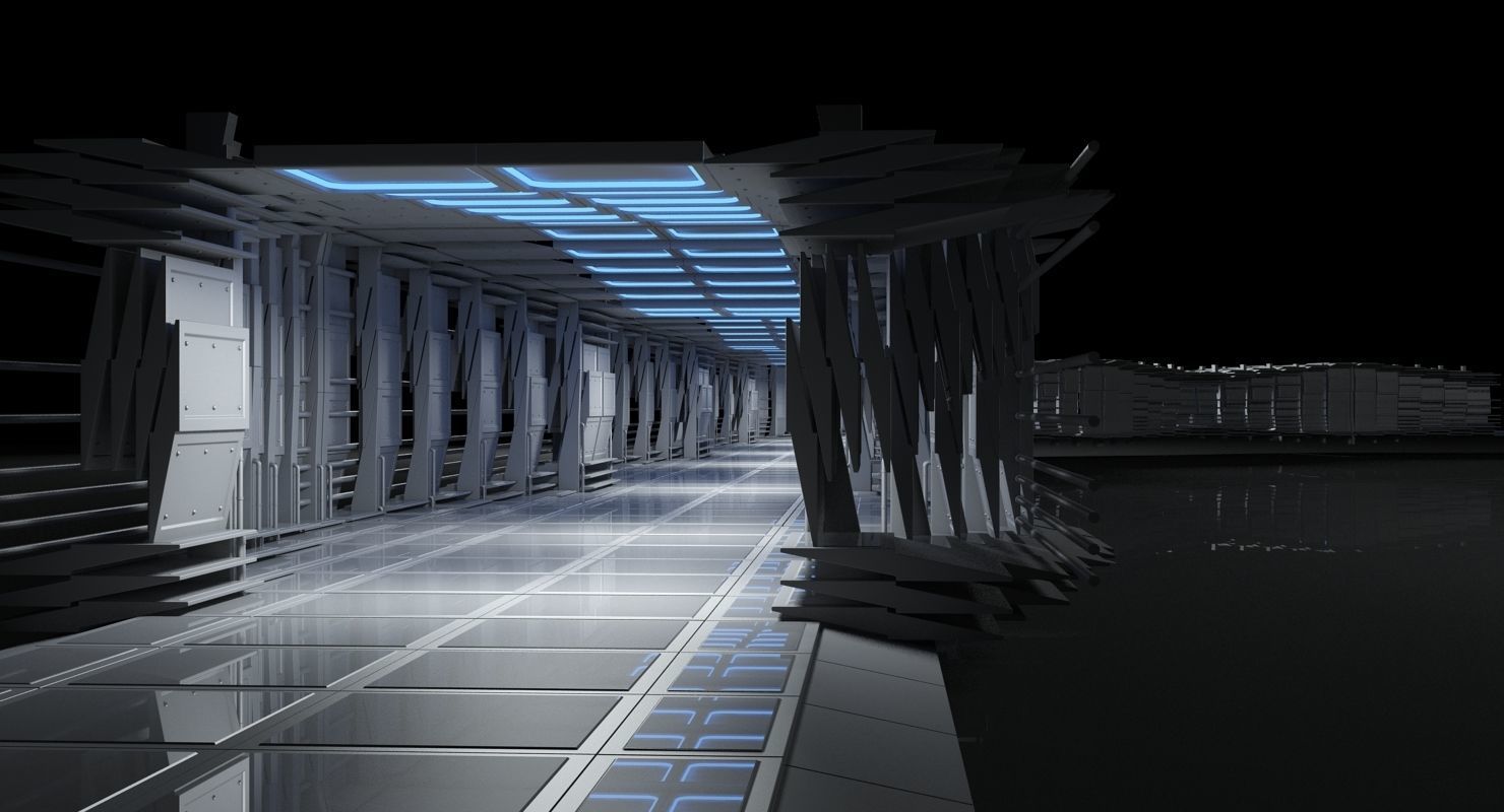 Sci-Fi Futuristic Tunnel 8 3D model_9