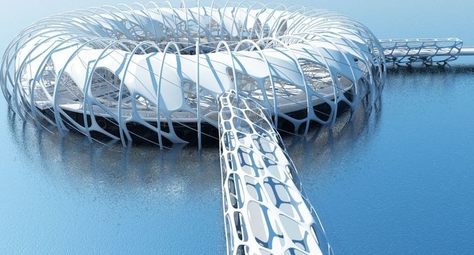 Futuristic Architectural Structure 17 3D model 2