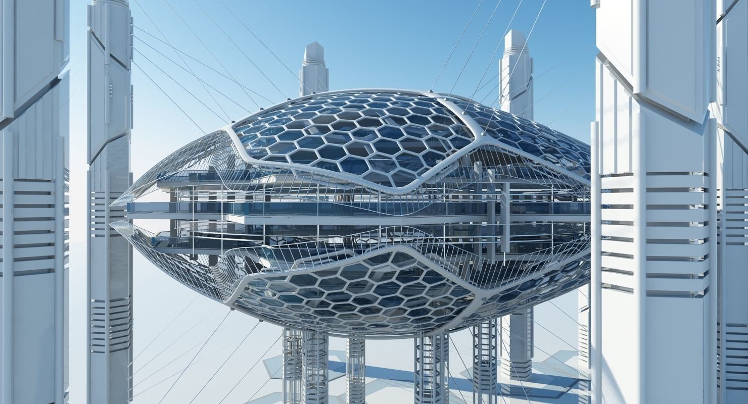 Futuristic Architectural Structure 16 3D model_1