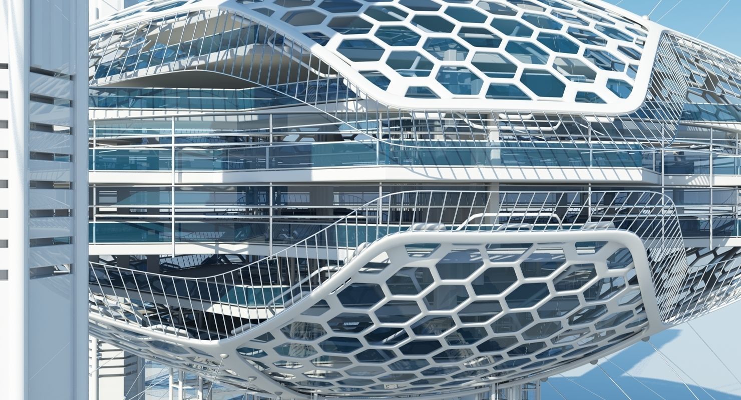 Futuristic Architectural Structure 16 3D model_4