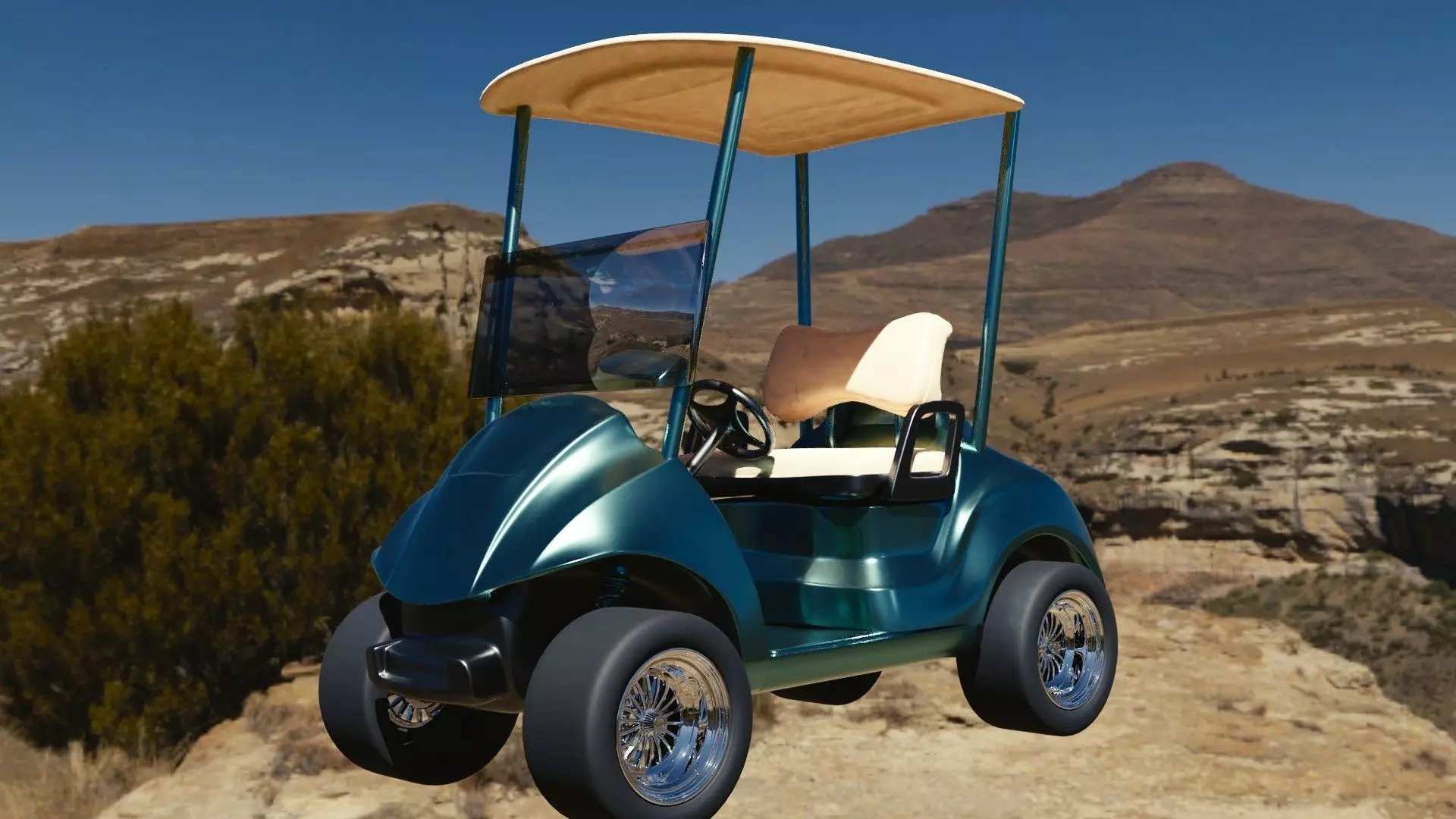 detailed low poly golf cart model 3D model