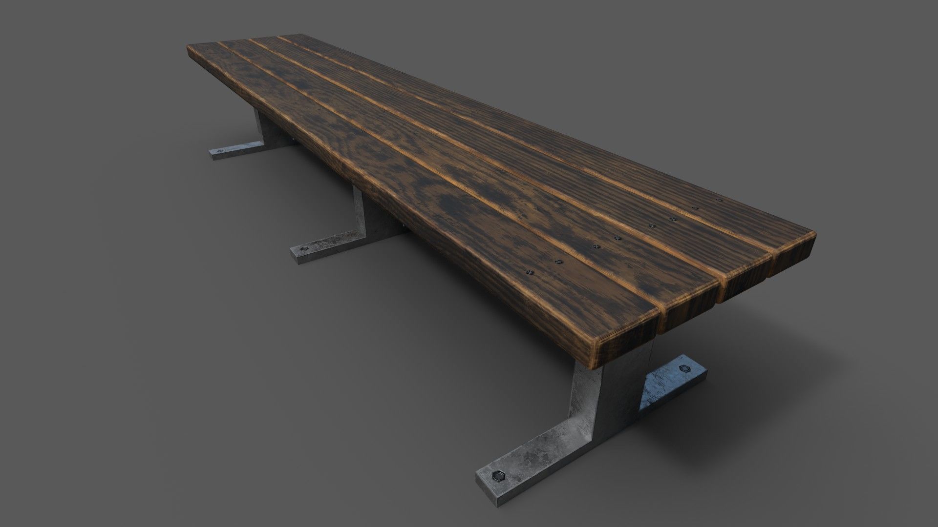 bench 3 low poly unwrapped Low-poly 3D model_4