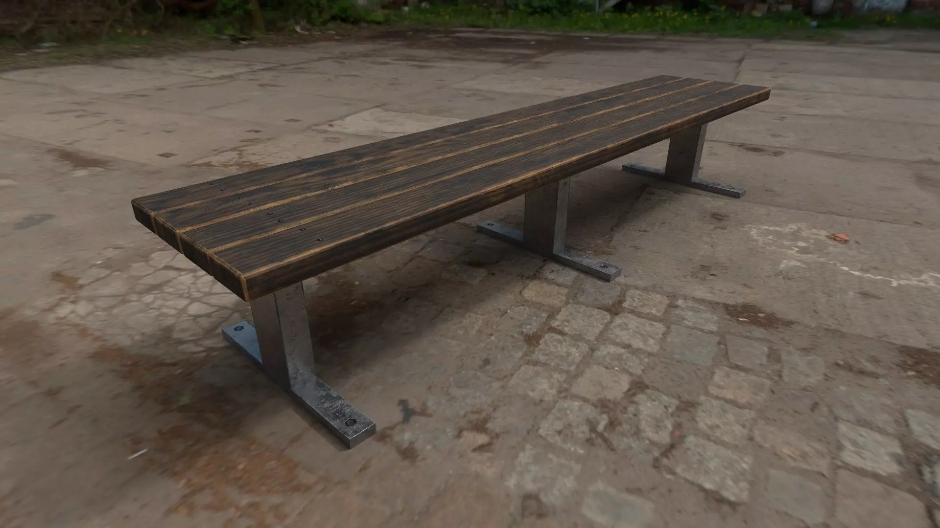 bench 3 low poly unwrapped Low-poly 3D model_0