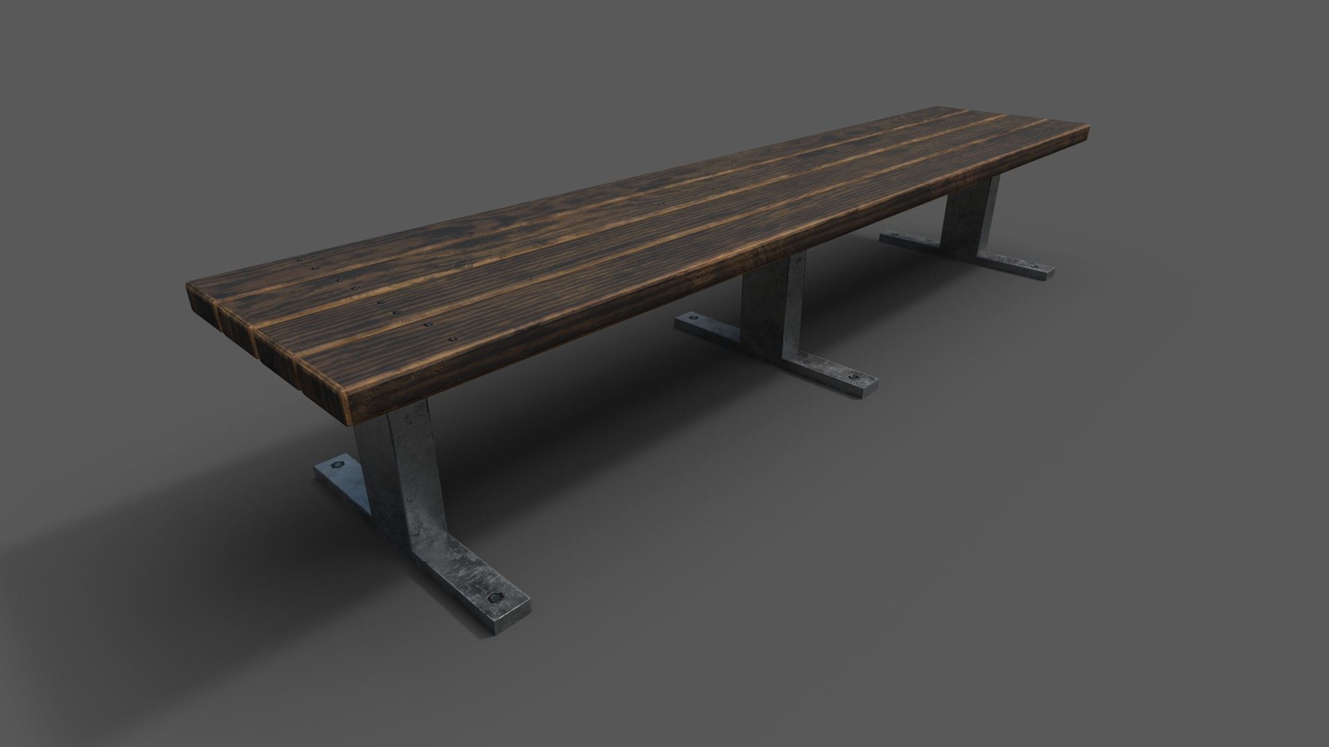 bench 3 low poly unwrapped Low-poly 3D model_2