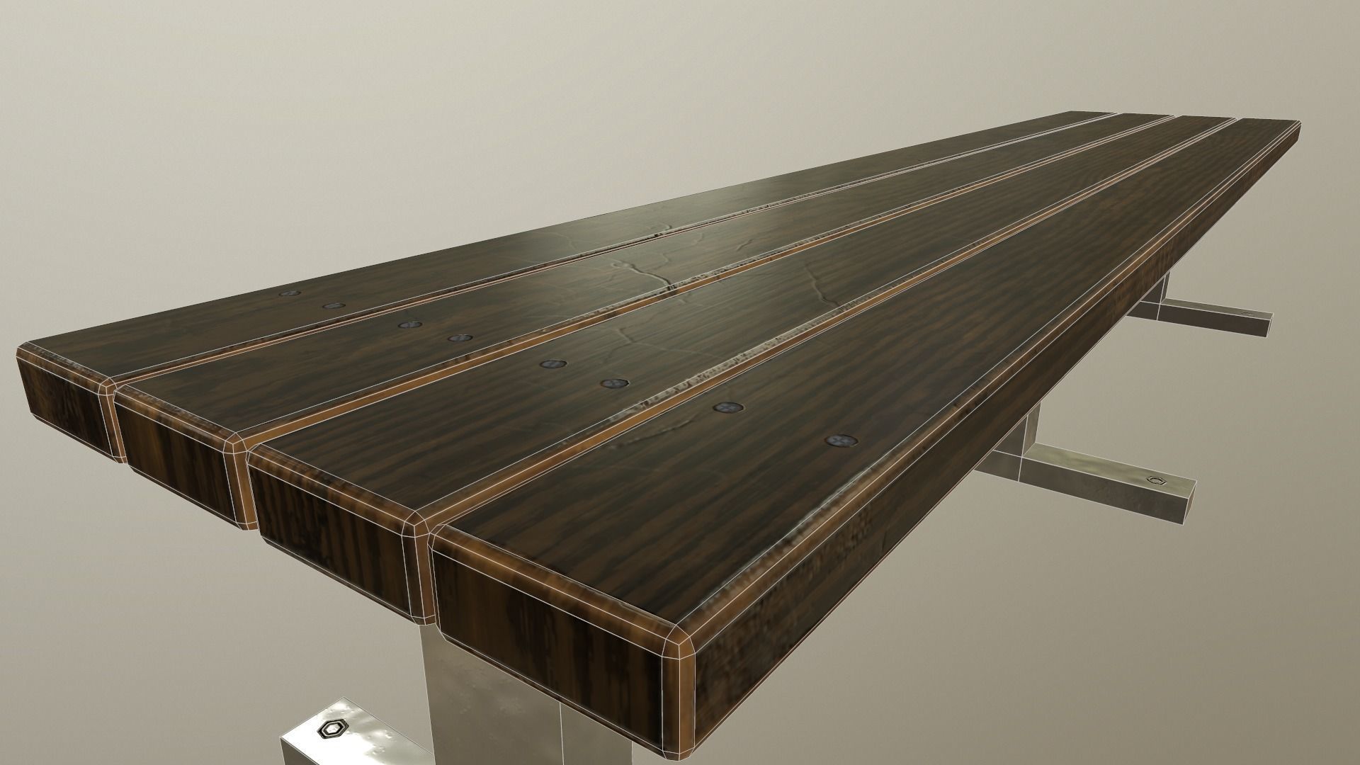 bench 3 low poly unwrapped Low-poly 3D model_9