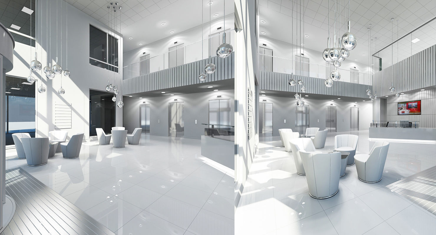 Office Interior Reception 3 3D model_2