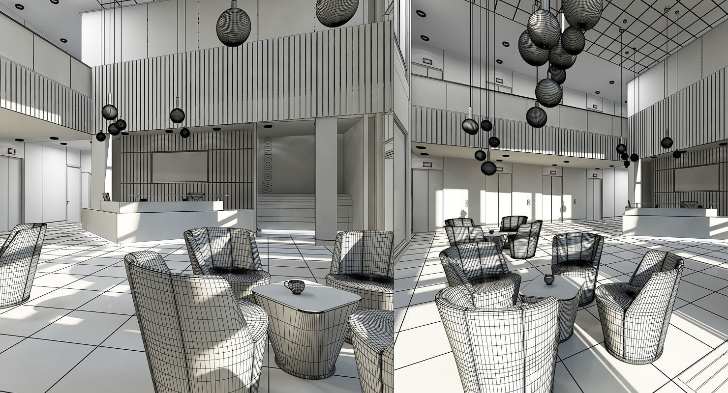 Office Interior Reception 3 3D model_7