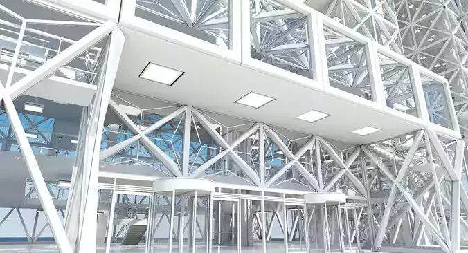 Office Building Tower Exterior And Interior 2 3D model