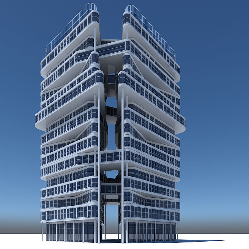 Office Building Tower 1 3D model_2
