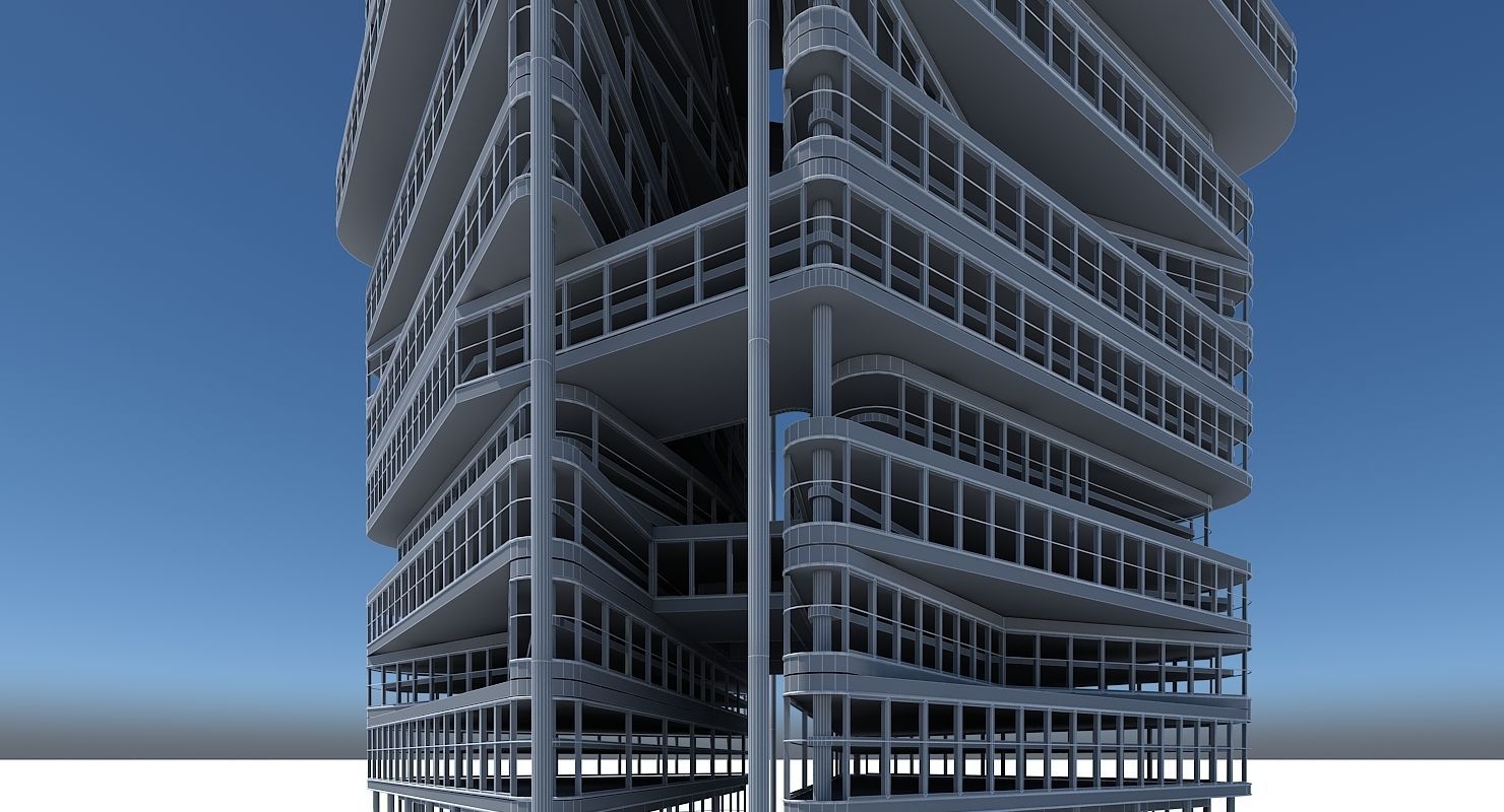 Office Building Tower 1 3D model_7
